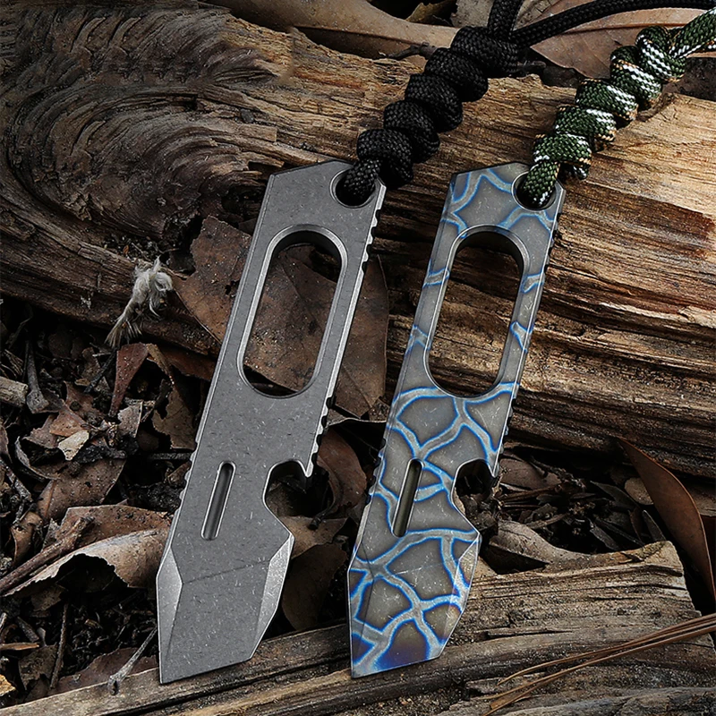 Titanium Alloy Crowbar Flame Pattern Multi-functional Bottle Opener Portable Outdoor Tools