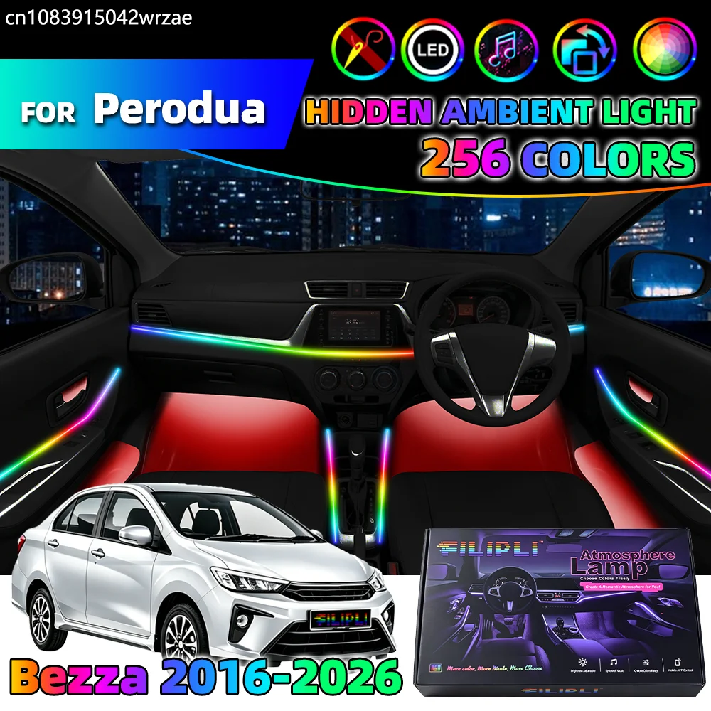 

14 in 1 For Perodua Bezza 2016-2026 Years Car Interior Ambient Lights Strips Breathing Lighting Kit App Control Auto LED strips