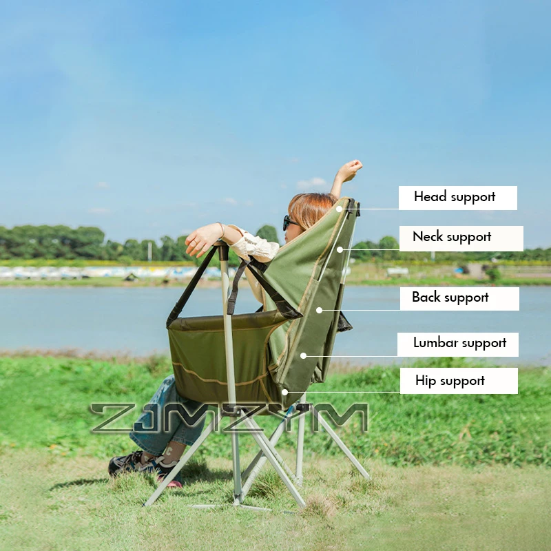 Outdoor Camping Chair Leisure Rocking ChairFolding Recliner Camping Rocking Chair Garden Swinging Chairs Foldable Chair