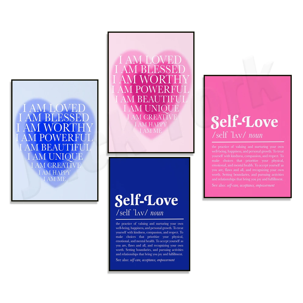 Self Love Custom Print, Daily Affirmations Print, Confirm Quote Print, Blue Pink Halo Gradient Print Decorative Poster