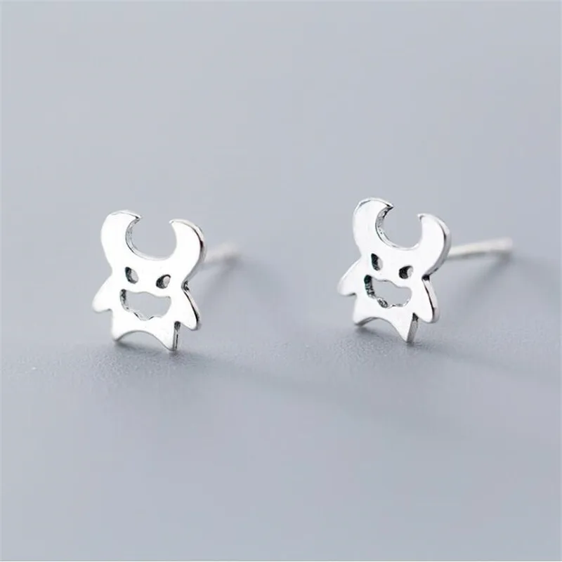 New Personality 925 Sterling Silver Cute Little Devil Fashion Jewelry Simple Horns Exquisite Women Stud Earrings