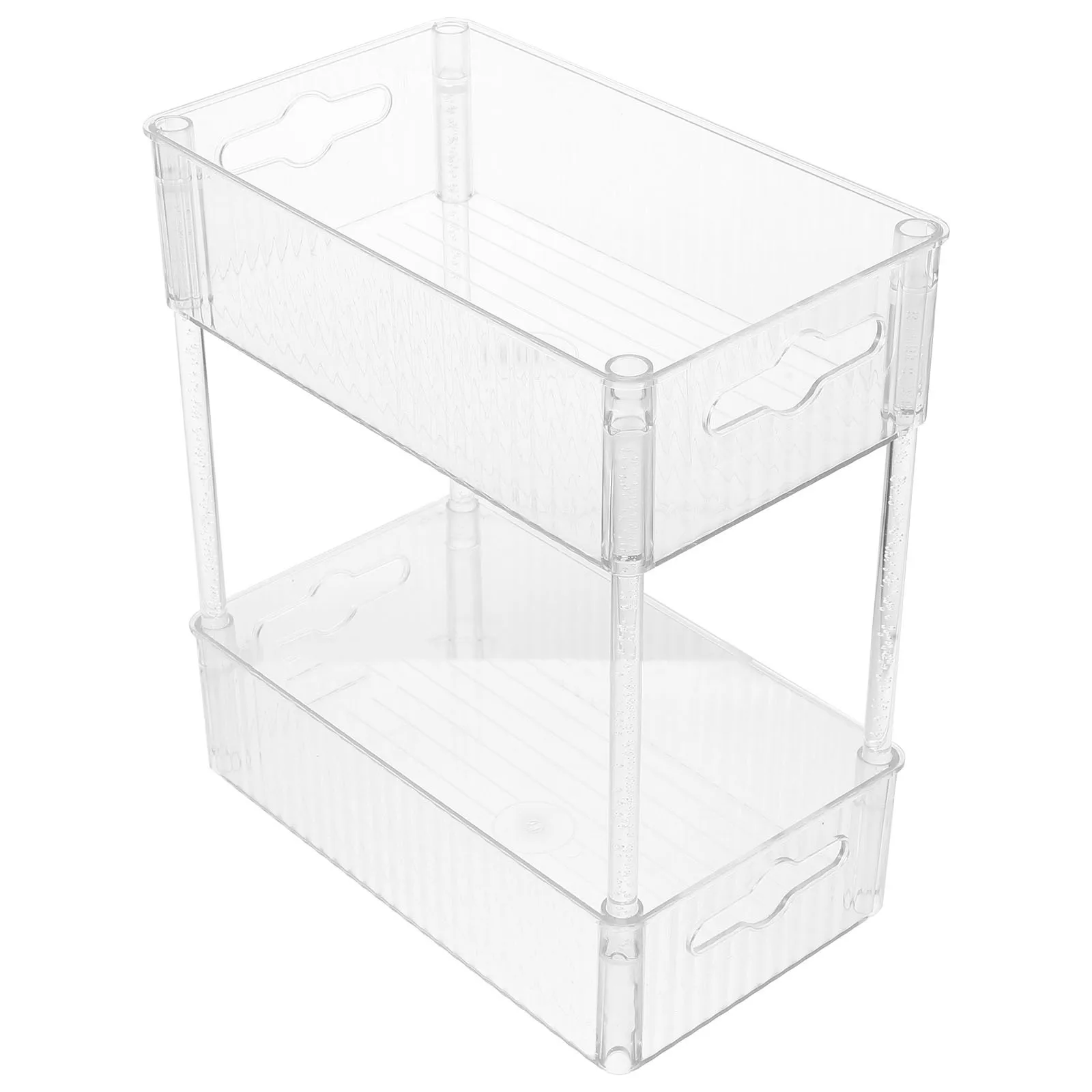 

Transparent Double Layer Makeup Organizer Display Rack Skincare Holder for Vanity Countertop Makeup Organizer