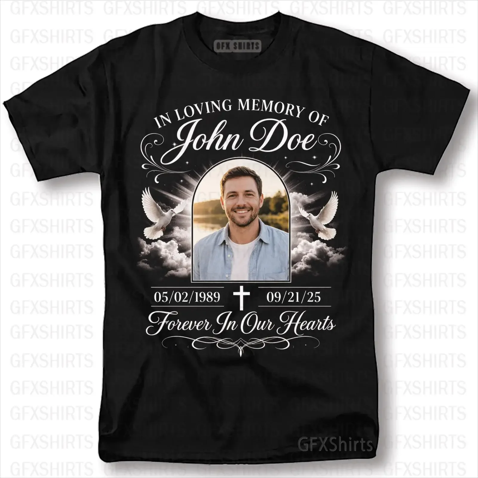 Custom In Loving Memory Photo T Shirt Personalized Memorial RIP Remembrance Funeral Tribute Sympathy  vintage Washed streetwear