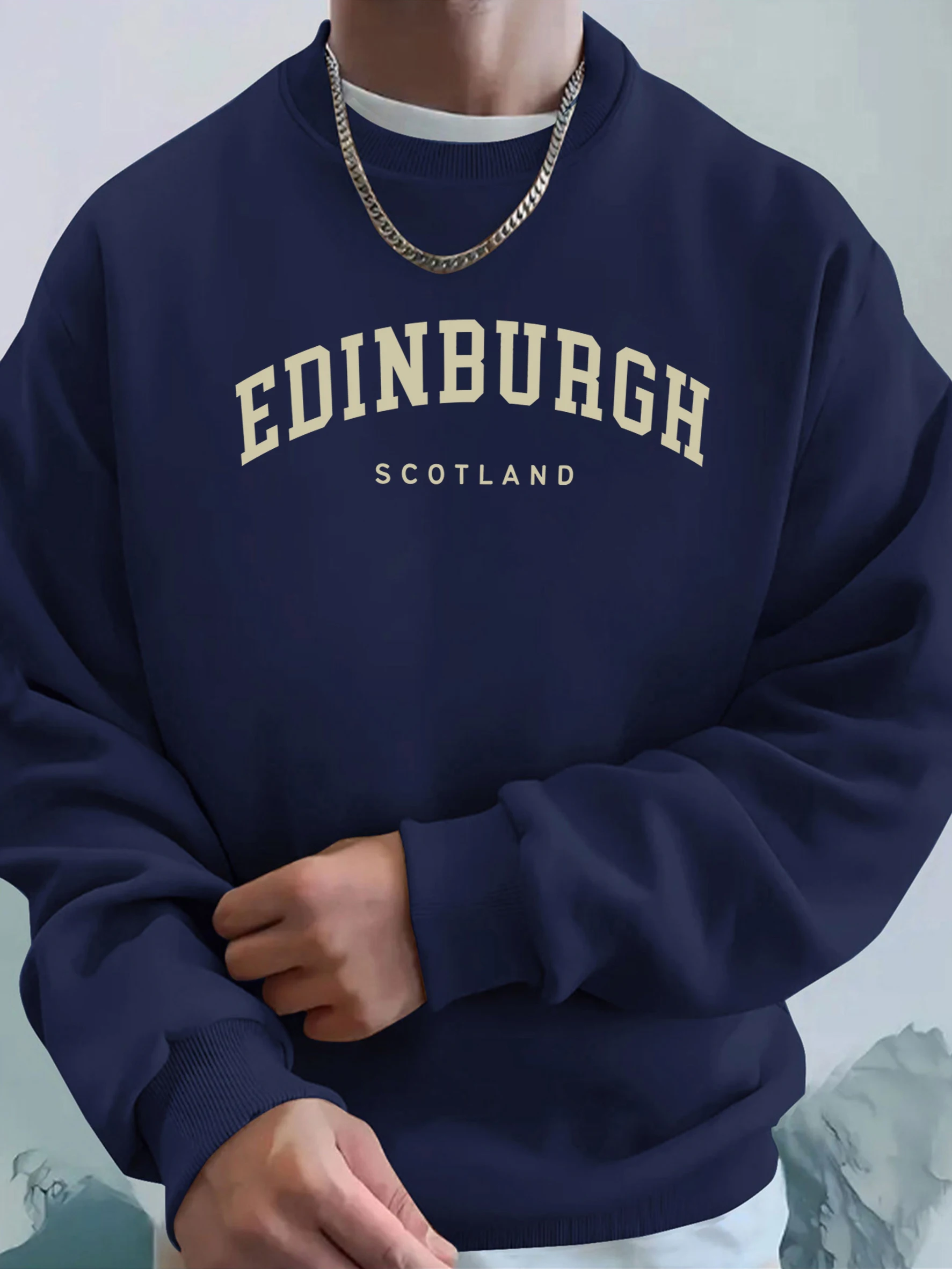 Edinburgh Scotlano Brief Drucke Lose Fleece Hoodies Männliche Tasche Crewneck Trainingsanzug Weiche Herbst Tops Sport Casual Sweatshirts
