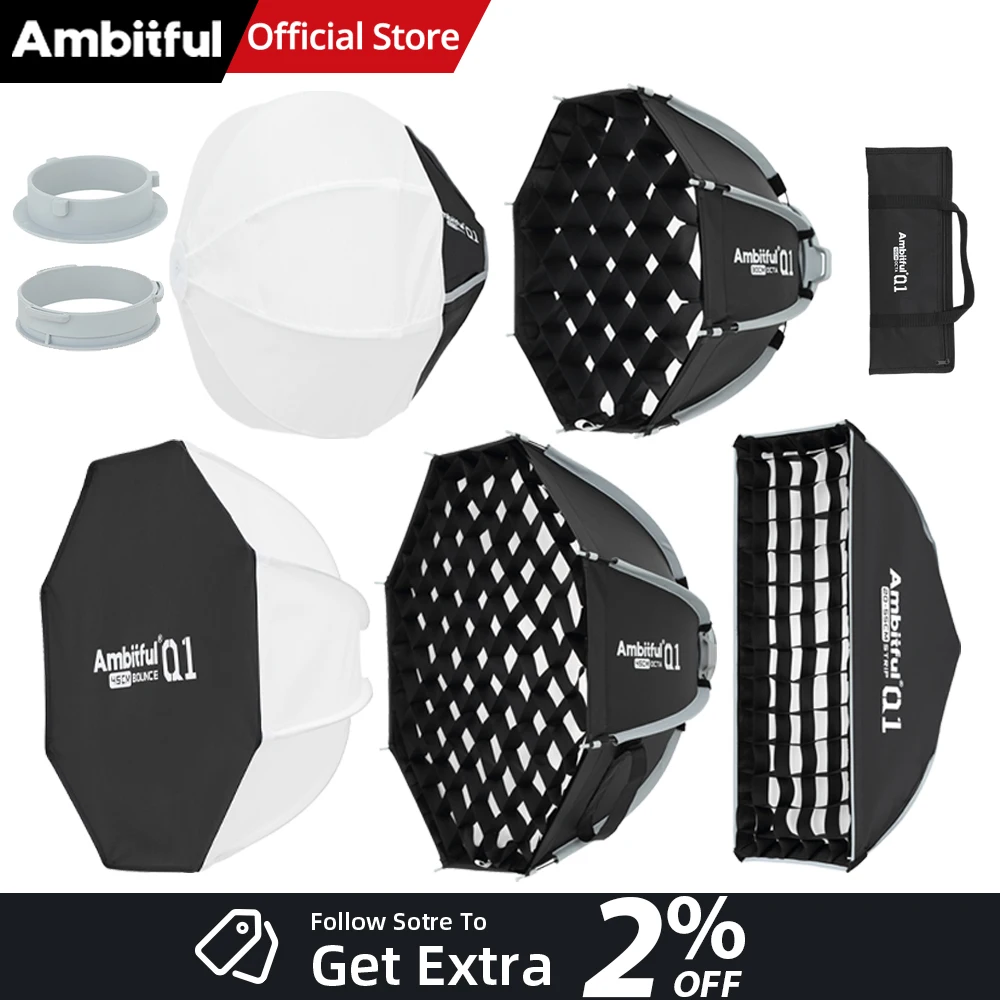 AMBITFUL Q1 Mini Bowens MiniGODOX Mount 30cm45cm Octa Softbox 20*55cm Strip Softbox 30cm Softball 45cm Bounce Softbox For GODOX