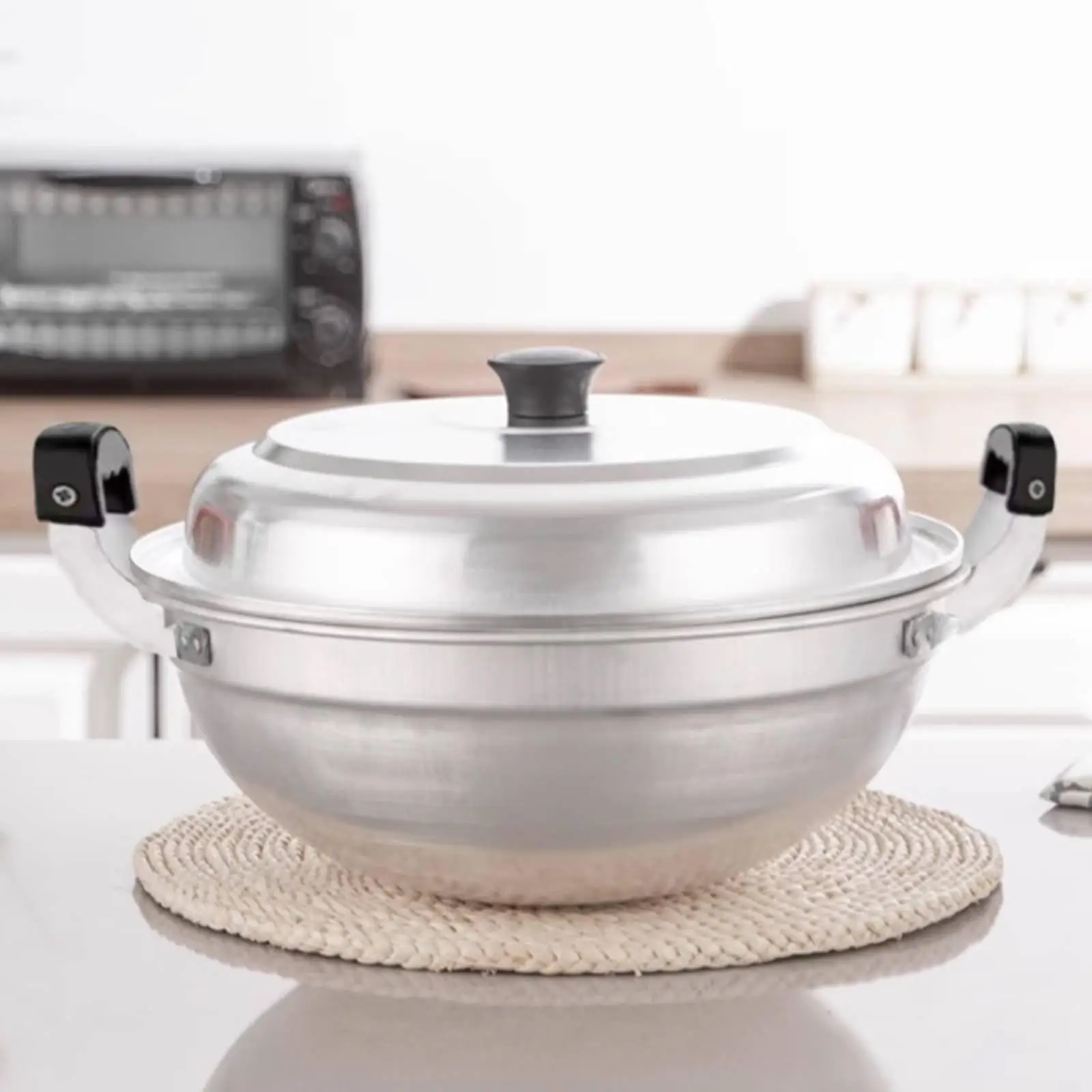 Multi Functional Aluminum Soup Pot with Steamer Basket Large Size Round Bottom Cookware for Seafood Buns