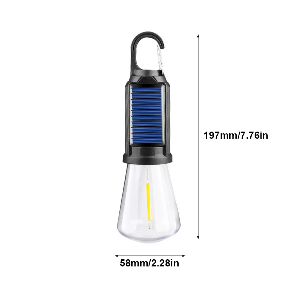 Solar Powered LED Camping Lamp USB Charging LED Lighting Lantern Waterproof Portable Handheld Lamp 100LM for Outdoor BBQ Camping