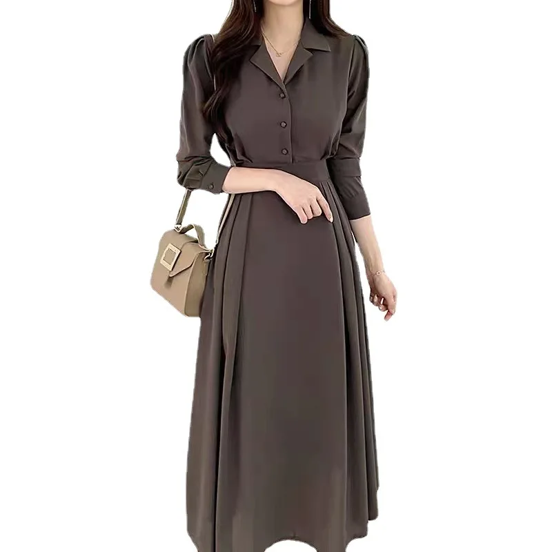 เดรสยาวทรงเอ แขนยาว คอวี แต่งผ้าต่อกัน สไตล์วายทูเค สตรีทแวร์ สำหรับงานปาร์ตี้ งานกลางคืน หรือทำงาน ทรงเอวสูง สวยสง่า