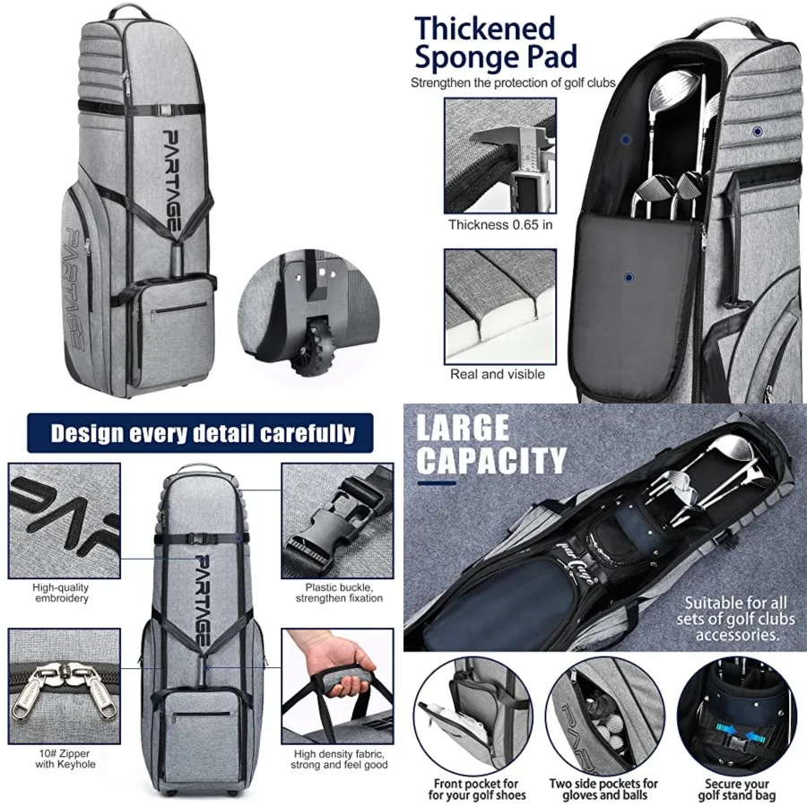 Golf Travel Bag with Wheels, Golf Travel Case for Airlines, 900D Heavy Duty Oxford