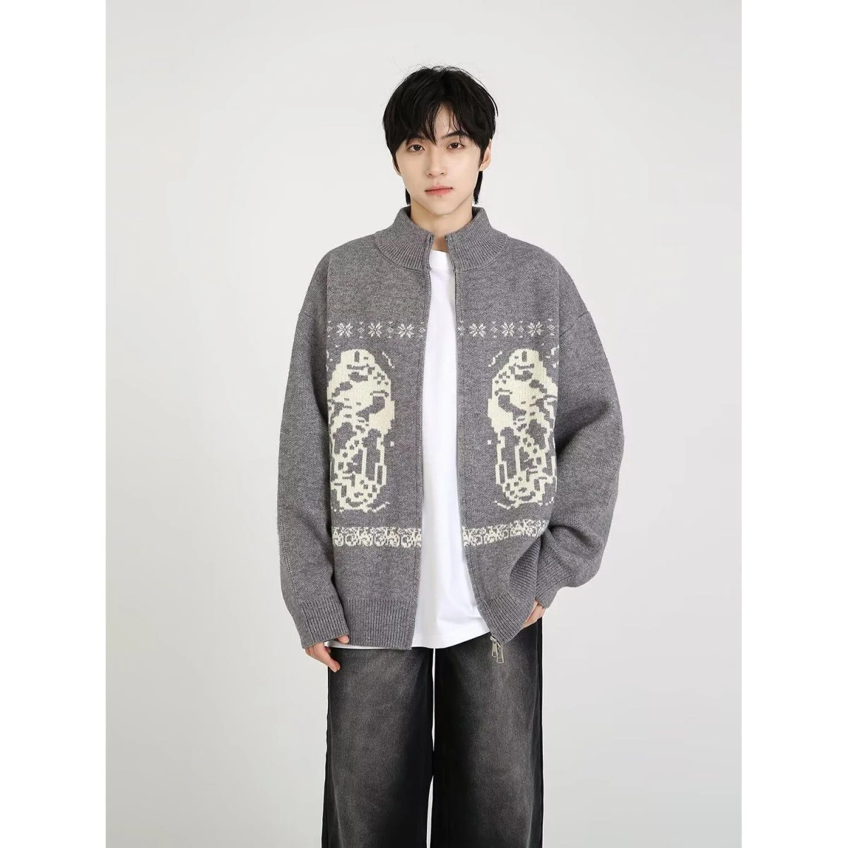 

Американский вязаный свитер с V-Ne, кардиган, мужской цветной повседневный свободный крой, зимняя верхняя одежда, мягкое полиэфирное волокно