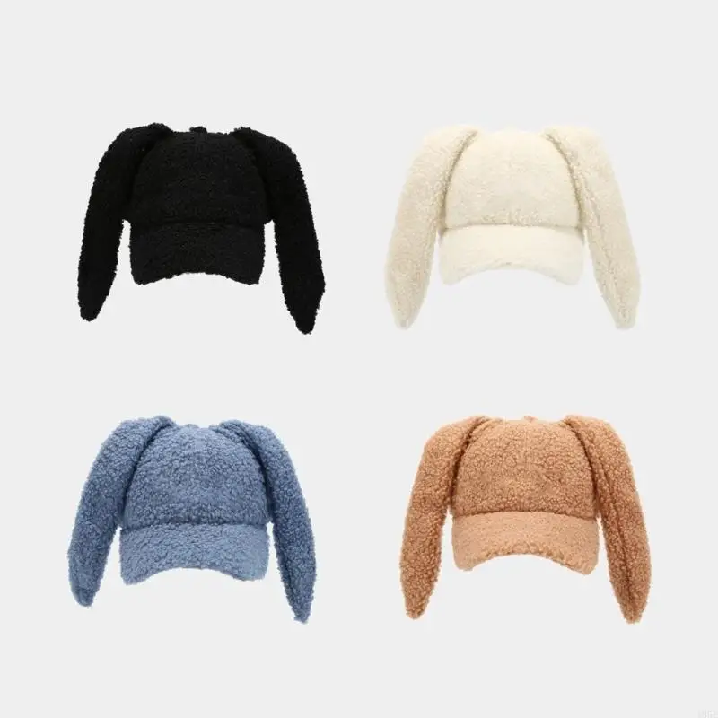 195E Topi Telinga Lop Modis untuk Wanita Topi Bisbol Telinga Kelinci Lembut Topi Kostum Cosplay Topi Hiking Luar Ruangan Hiasan