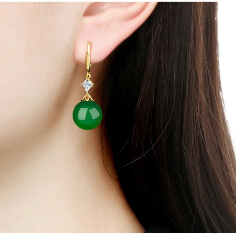 Noble temperament Vintage palace Colorful Agate earrings Pearl 18K Gold 925 Sterling Silver Stud Earrings for Women Fine Jewelry