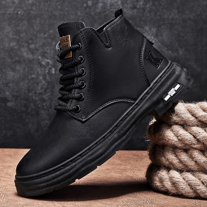 

Winter Men's Boots Trendy Men's Shoes British Cargo Boots Outdoor Plus Size Versatile Casual Shoes Black Man Shoes Ankle Boots