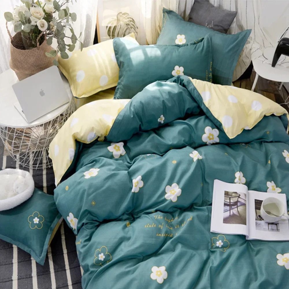 

Aloe Vera Cotton Bedding Set Couple Comforter Bedsheets Cartoon Double Bed Linen Duvet Cover 4-piece Set Student Cute Bedspread