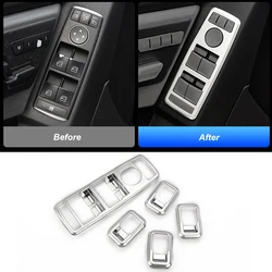 5PCS Car Door Armrest Window Lifting Buttons Frame Trim For Mercedes-Benz A C E GLK GLE ML Class W176 W204 W212 C117