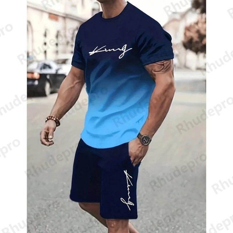 

2024 New Daily Casual Men's T-shirt Shorts Set Urban Street Fashion Suit Short-sleeved Outdoor Sports 3D Printed Men Shorts
