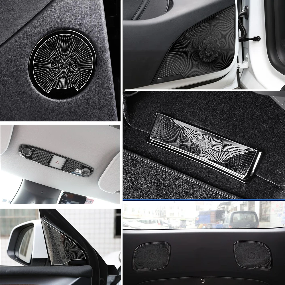 

Stainless For Tesla Model Y 2021 2022 Interior Car Audio Speaker Front column Sound Cover Sticker Under Seat Outlet Vent Trim