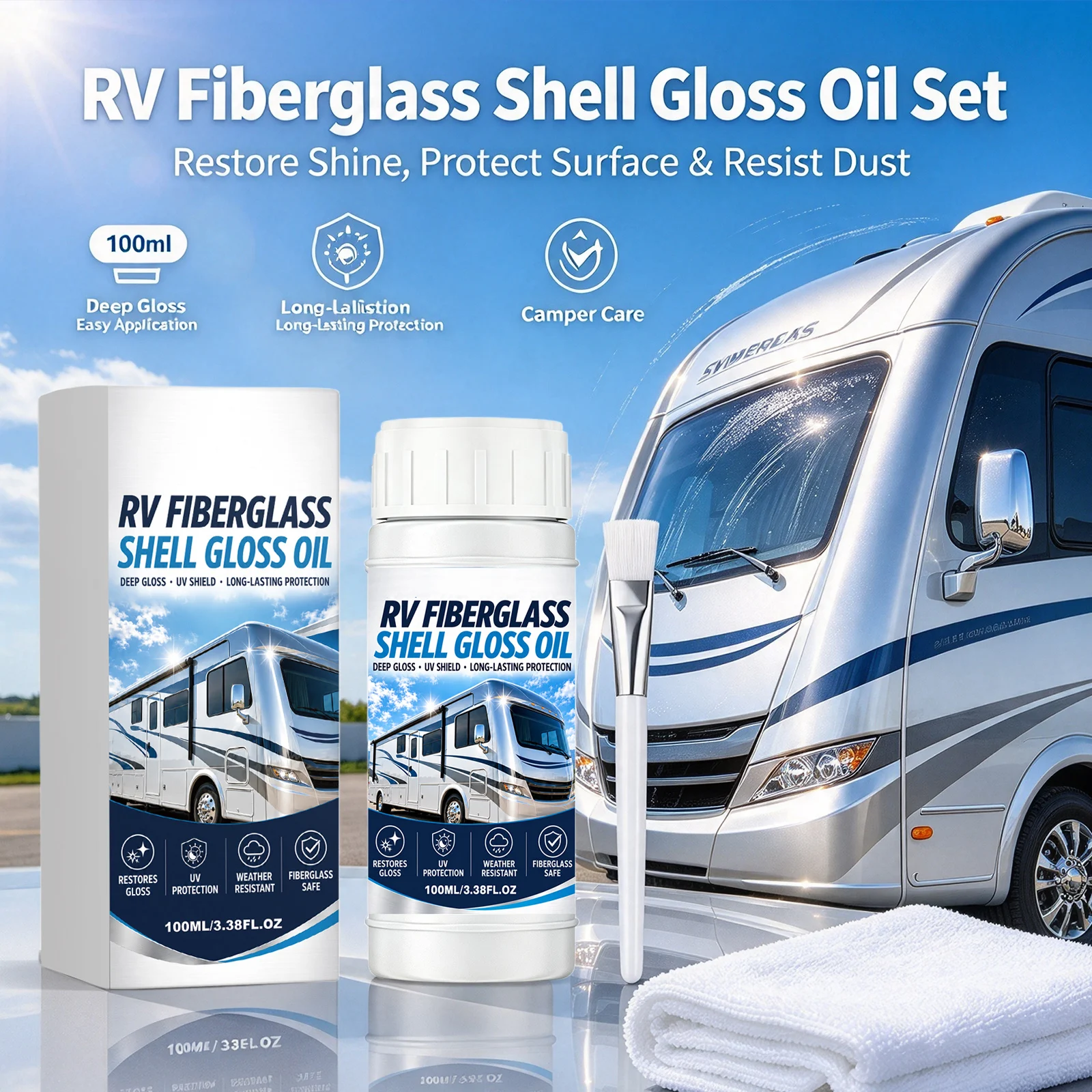 Rv Fiberglass Restorer Coating Removing Oxidation Stains Restore Shine Waterproof Protectant Home Fiberglass Gloss Repair Agent