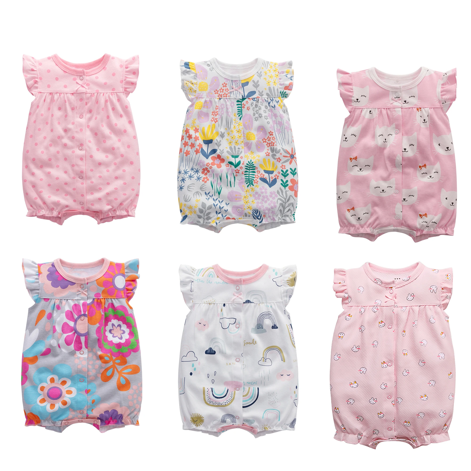 2024 Summer Baby Rompers Baby Girls Clothing 100% Cotton Newborn Baby Boy Clothes Infant Jumpsuits Short Sleeve Kids Clothes