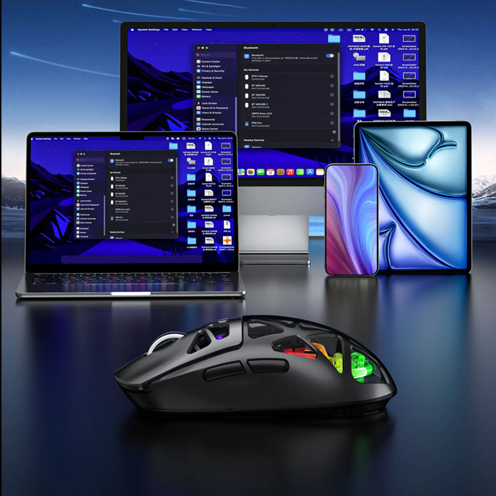 Ratón inalámbrico para juegos ergonómico, 4800DPI, tipo C, con cable, Bluetooth, efecto RGB ligero con receptor para ordenador