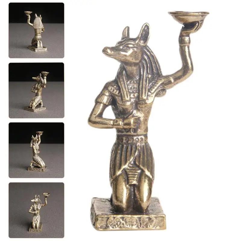 Desktop Adornment Brass Crafts Decor Egypt Statue Decor Anubis Shaped Figurine Brass Ornament for Housewarming Gift Blessing