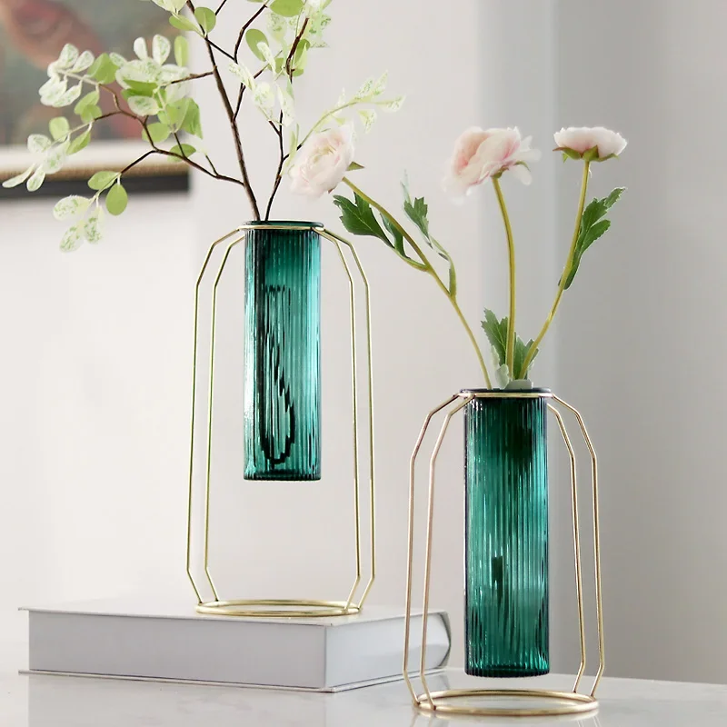 

Vase Nordic creative simple light luxury metal glass modern simulation decoration Aqua living room Dining Table Vase ornaments