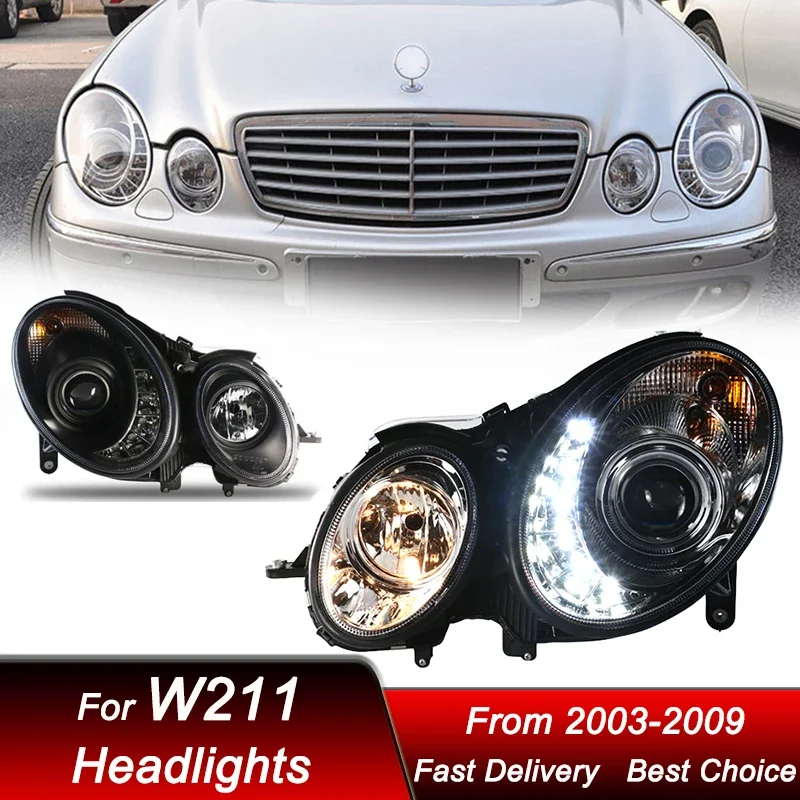 

Pop Car Headlights For Mercedes-Benz E Class W211 E200 2003-2009 New Style LED Auto Headlamp Assembly Projector Lens Accessories