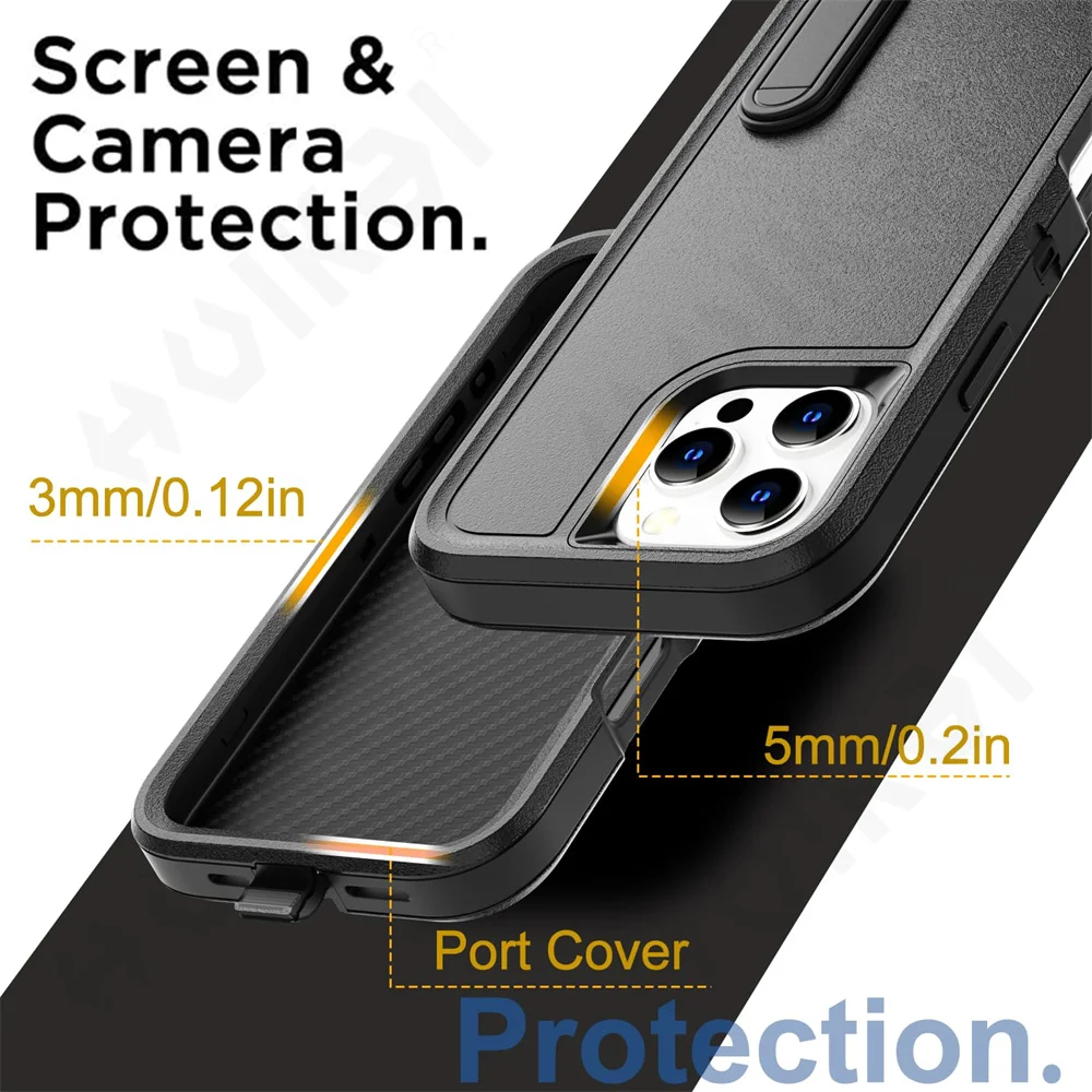 Case For iPhone 16 15 14 13 12 11 Pro Max XS XR 8 Plus Heavy Duty Shockproof Anti-Scratch Rugged Protective with Kickstand Cover