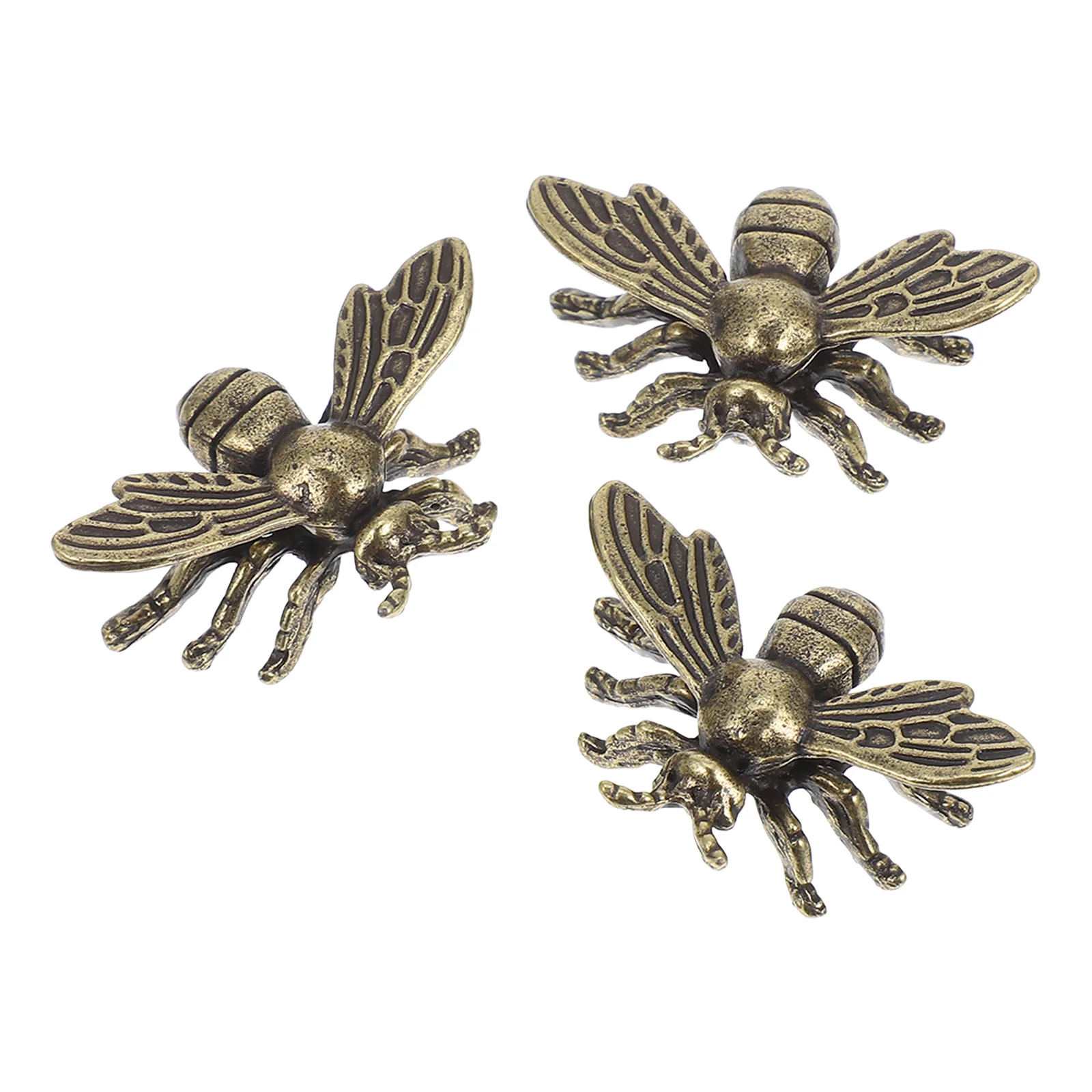 

3 Pcs Brass Bee Decor Figurine Vintage Craftwork Home Office Decoration Living Room Bedroom Dining Room Mini Statue Miniature