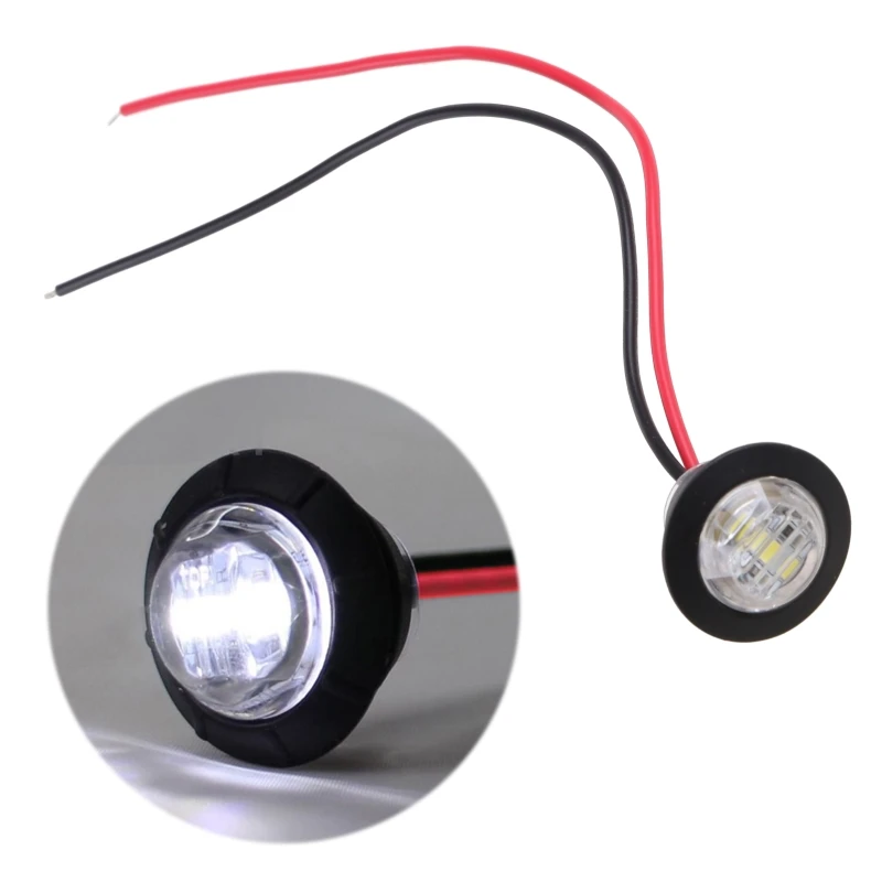 

2X Mini White 3/4" Round Side 3 LED Marker Trailer Car Light Waterproof