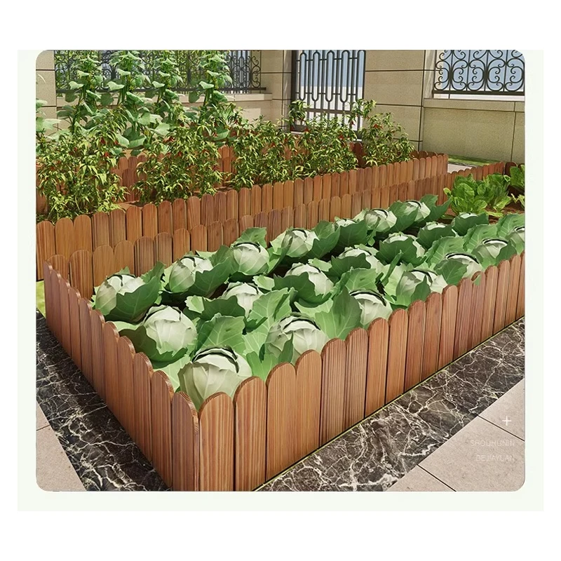 

Outdoor White Teak-colored Plastic-wood Inserted Garden Fence Vegetable Field Partition Block Civil Guacwood Divider Landscapes