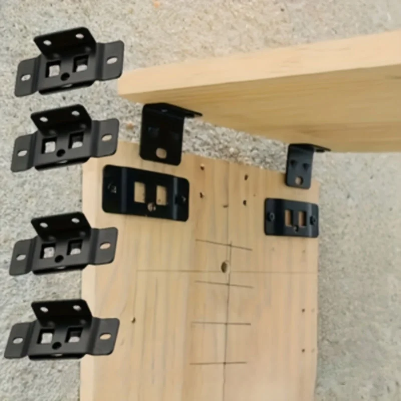 60pcs Heavy Duty L-Type Metal Brackets (10pcs Connectors + 50 Screws)，90° Angle Joint，Black，for Furniture/Shelf/Cabinet/Table