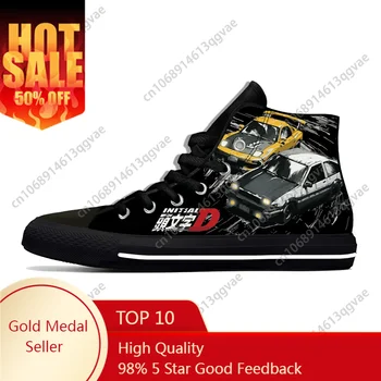 Japanische Anime Initial D High Top Sneakers Herren Damen Teenager Hochwertige Canvas Sneaker Casual Paar Schuhe Individueller Schuh