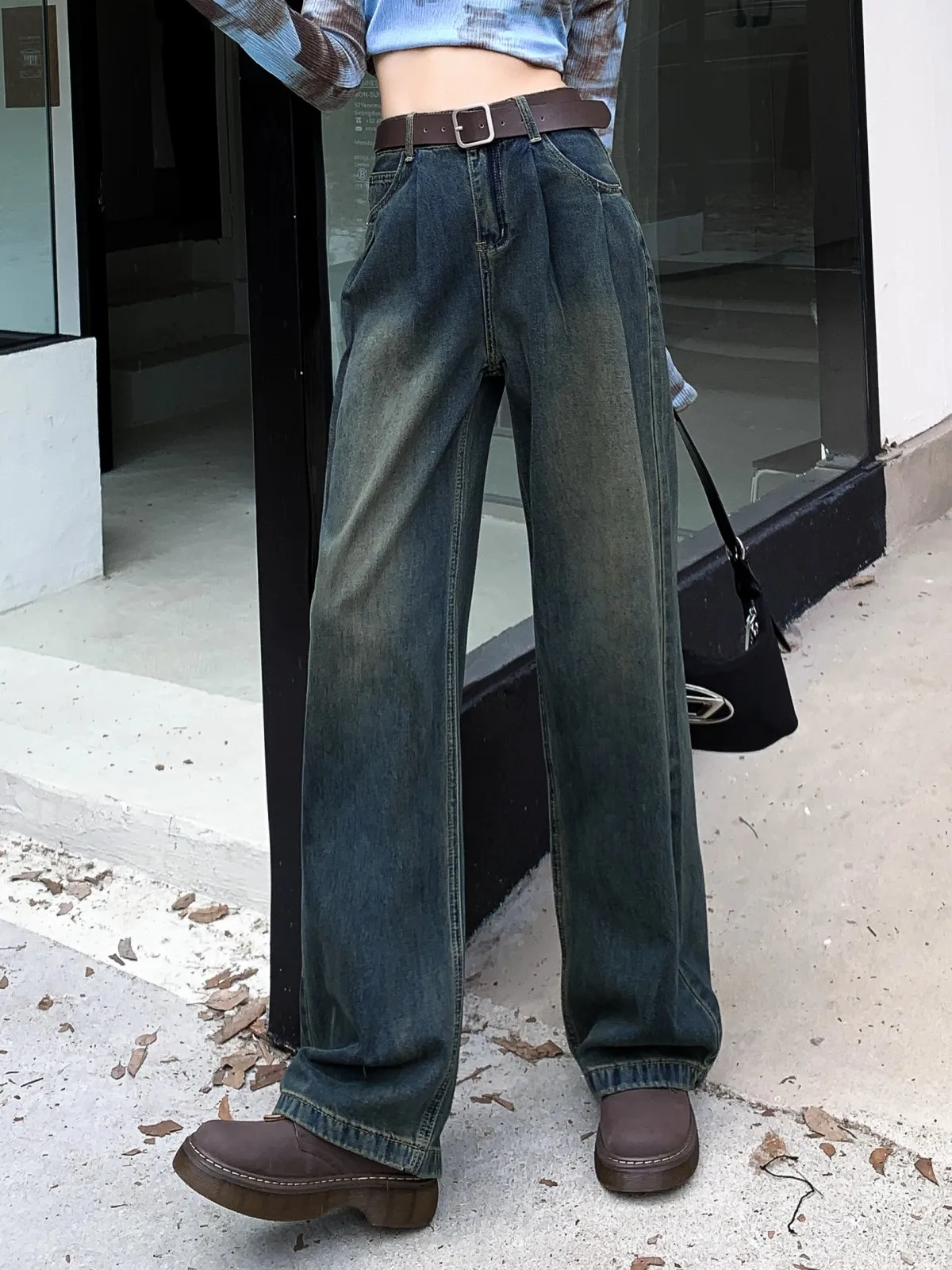 

ZHISILAO New High Waist Wide Leg Jeans Women Vintage Classic Straight Full Length Denim Pants Streetwear 2023