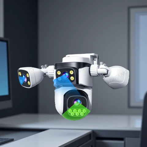 DIFANG 20MP 4 Screens WiFi Security Camera Outdoor 5X  Zoom Quad Lens Auto Tracking Waterproof Night Vision CCTV Cameras