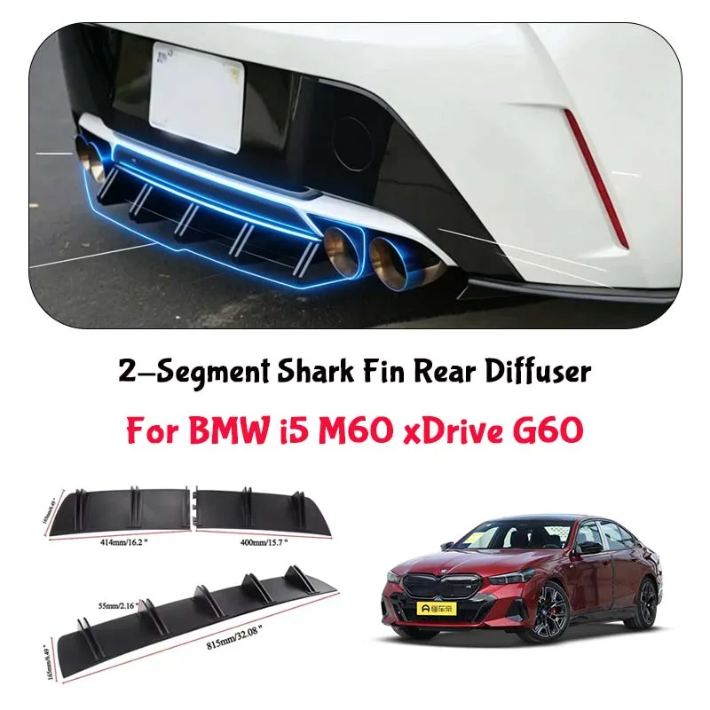 For BMW i5 M60 xDrive G60 Shark Fin Rear Diffuser Split Chassis Spoiler Auto Aerodynamic Parts Aerodynamic Modification