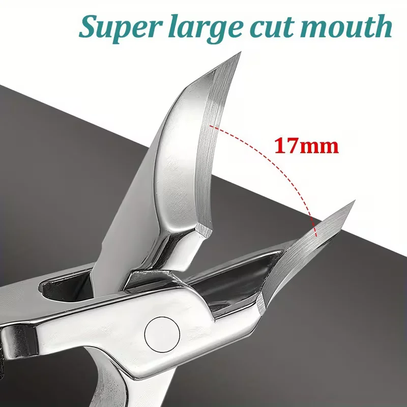 Stainless Steel Thick Toenail Clippers, 25°Convex Blade Anti-splitter Non-slip Pedicure Cutter for Elderly
