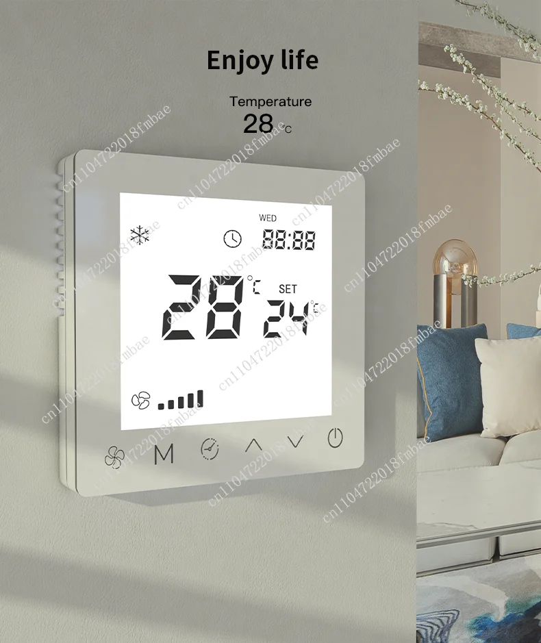 RS485 Real Time Temperature Filter Reminder Function Fan Coil Unit Thermostat 3 Speed Fan Switch Controller