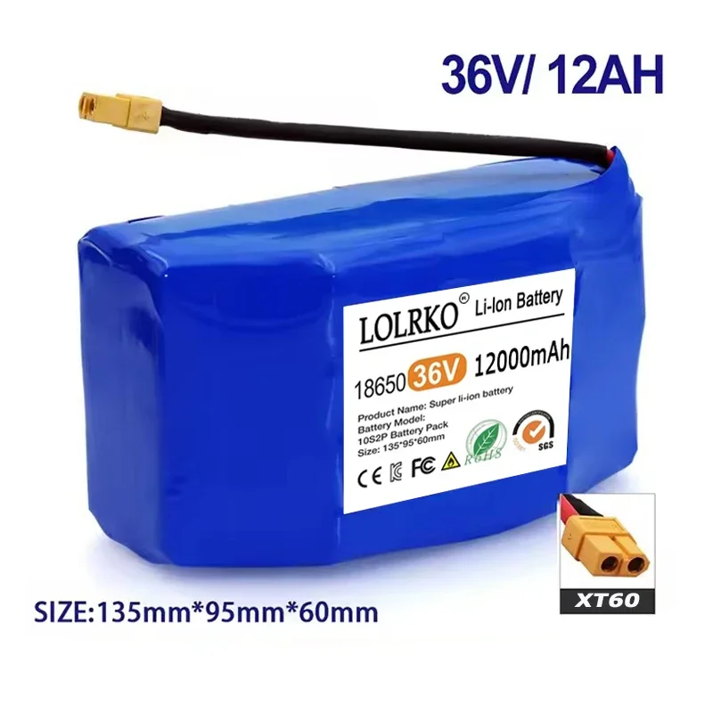 2025 New 36V 12000mAh Lithium Ion Battery Pack,For Electric Self Balancing Scooter HoverBoard Unicycle 10S2P 36V Battery