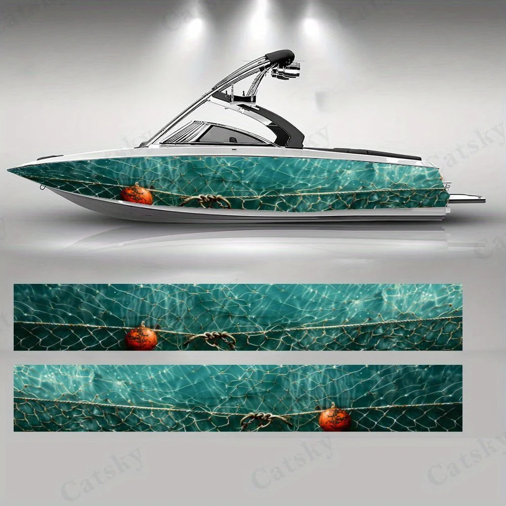 

Marine Fishing Style Blue Simulated Crack Boat Sticker Vinyl Ship Pontoon Deck Boat Fishing Decorative Pontoon Boats Decal