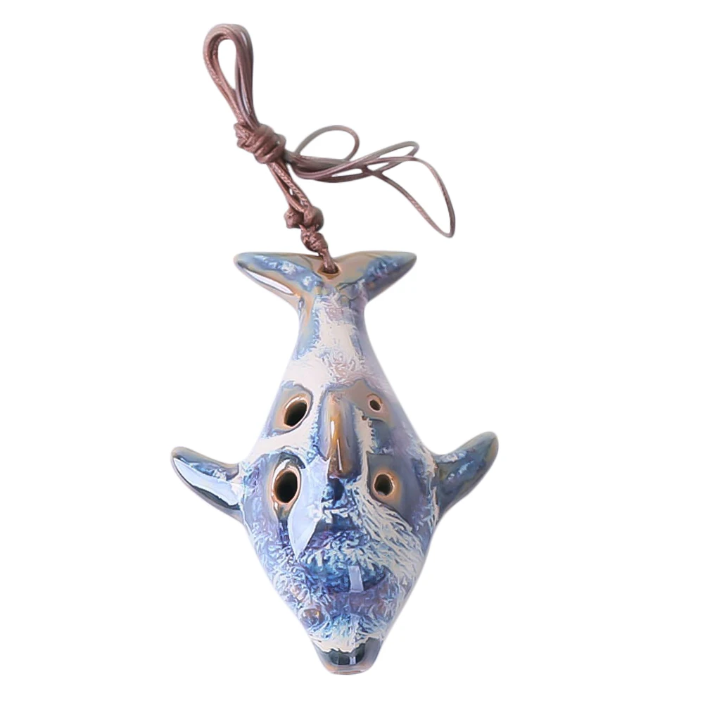 

6 Hole Ceramic Ocarina Flute Portable Musical Instrument Lovely Fish Shape Tiny Easy Learning Pleasant Sound Color gift