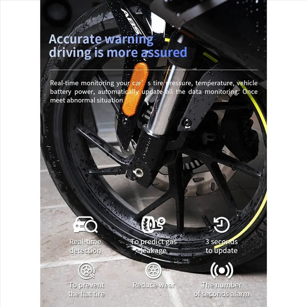 DT77 Wireless M3X Tire Pressure Monitoring System External Sensors Waterproof LCD Display Motorcycle Real Time TPMS