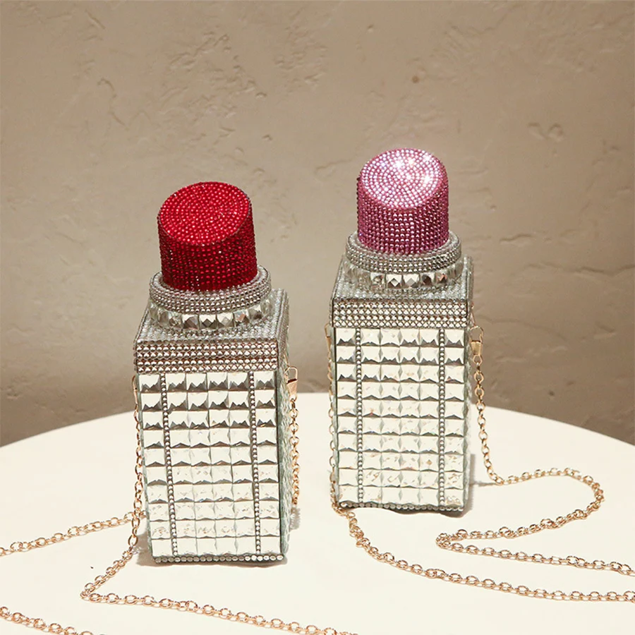 

Красный кошелек-клатч в форме помады для женщин, новая роскошная новинка с кристаллами, женские вечерние сумки, сумки для ужина и желейные кошельки