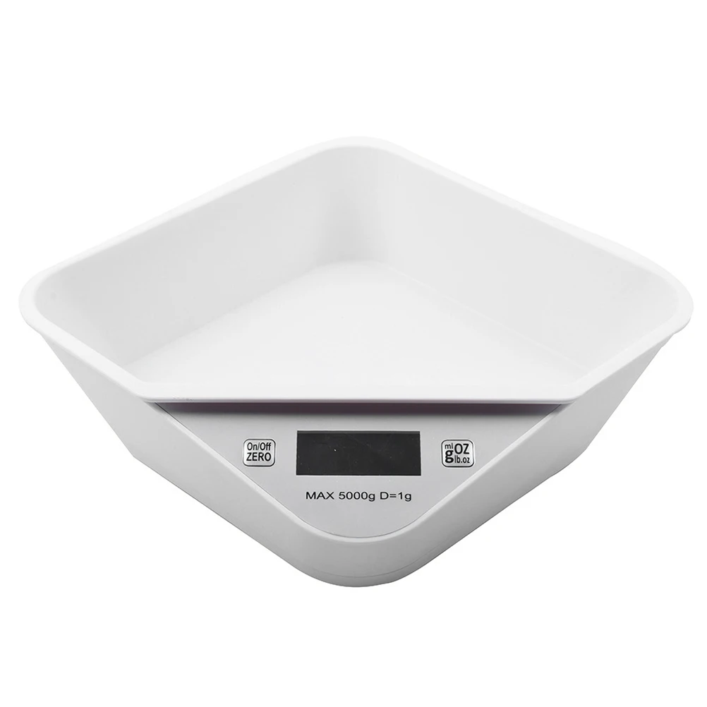 

Digital Kitchen Scale White Easy Clean Portable Cooking Tool Measuring Ingredients Water Milk Food High Precision Sensor