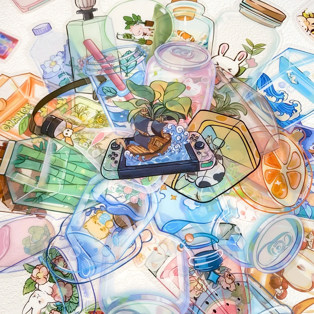 50pcs Transparent Objects PET Stickers Decals For Laptop Notebook Skateboard Guitar Helmet DIY Cartoon Aesthetic Stickers image 5