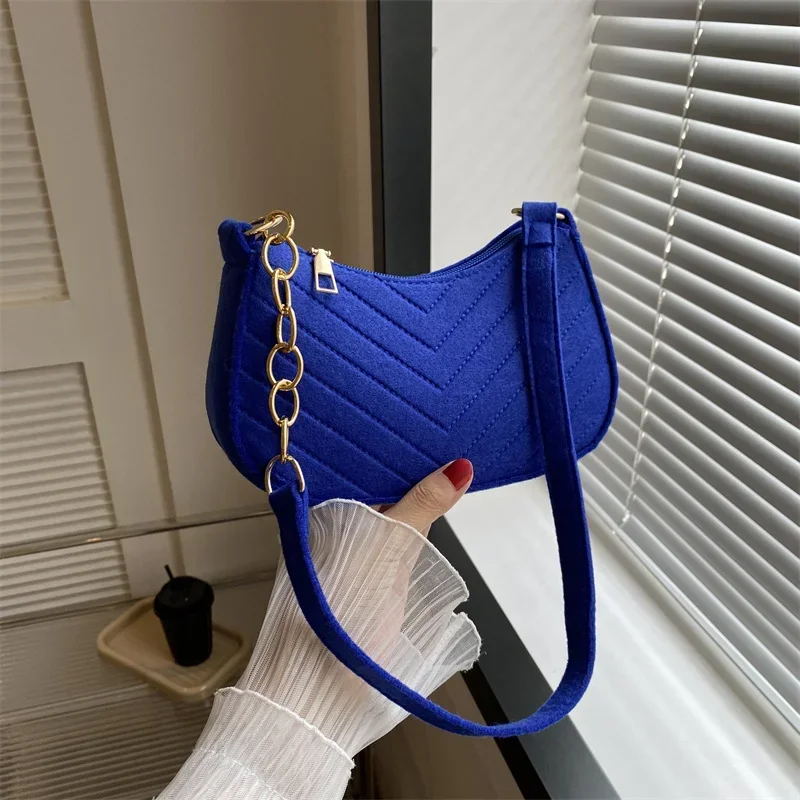 Autumn Trend Line Lightweight Shoulder Bag Crocodile Felt Small Square Bag Women\'s New Leisure Chain Purses and Handbags