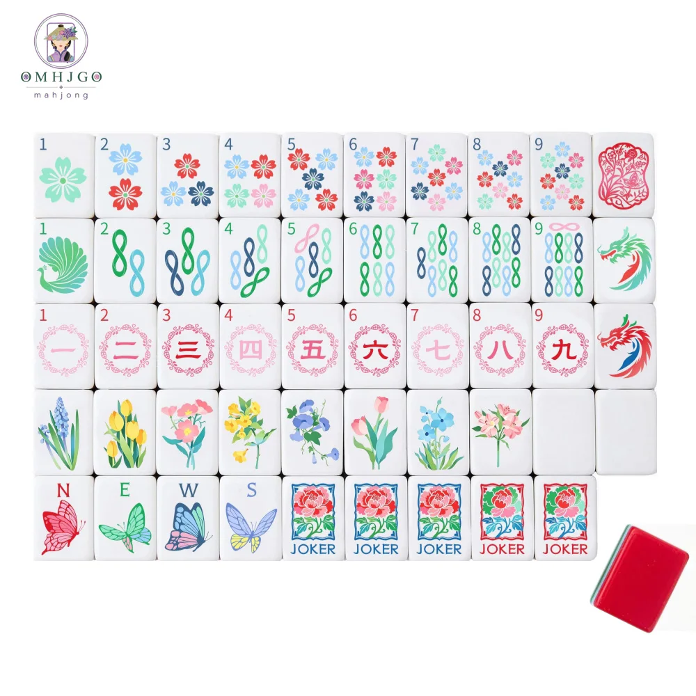

Mahjong Game Tiles 4-Layer Acrylic Luxury Engraved American Mahjong Sets Portable Mah Jongg for Leisure Home Board Games Gifts
