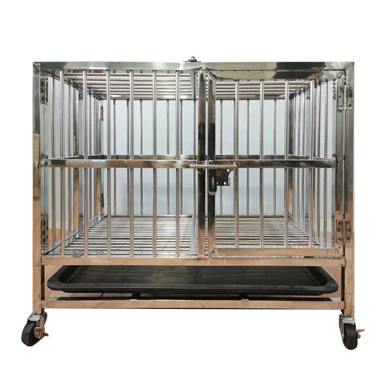 

Stainless steel dog cage foldable large dog small and medium pet cage with toilet household bite resistant dismantling