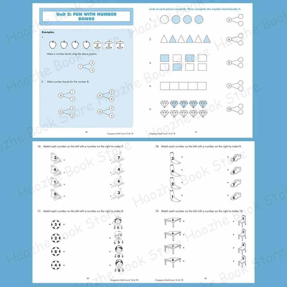 4books/set Singapore Math Appropriate for Students Grade 2-5 Maths Workbook Educational Mathematics Practice Books