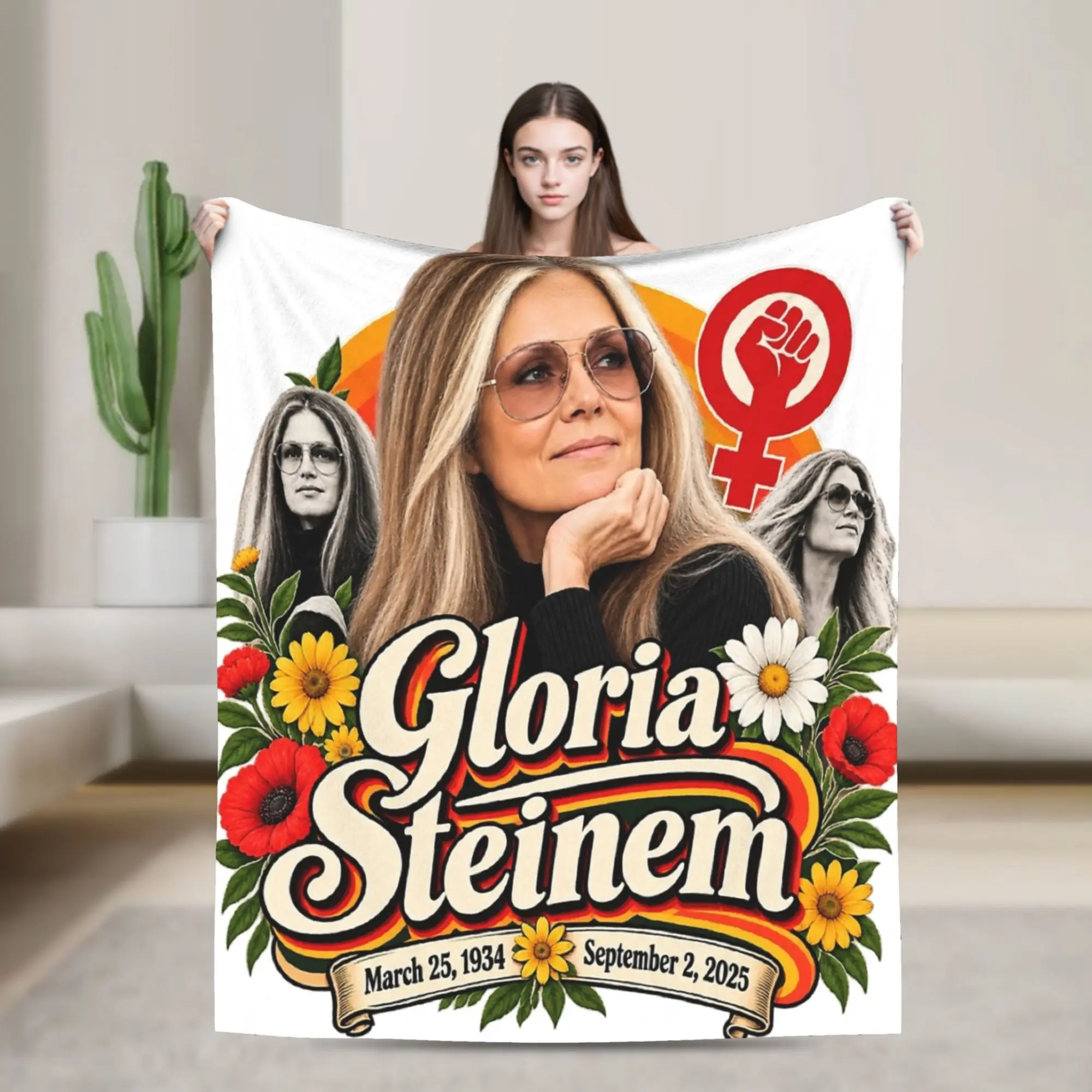 RIP Gloria Steinem  Accessories Blanket Soft Fleece  Throw Blanket Relax Plush Thin Quilt